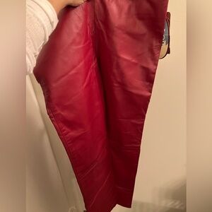Lobi lobi red color straight pants /genuine leather material ❤️🌹🥰